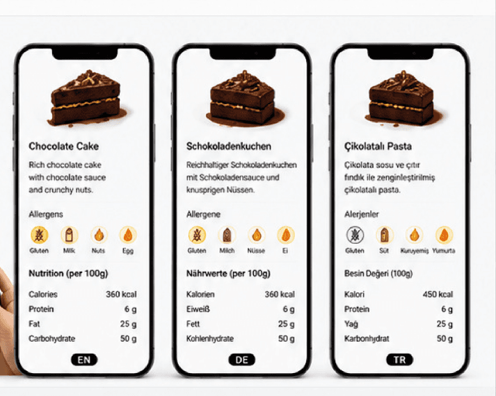 HCX Dijital Etiket multi-language product label example