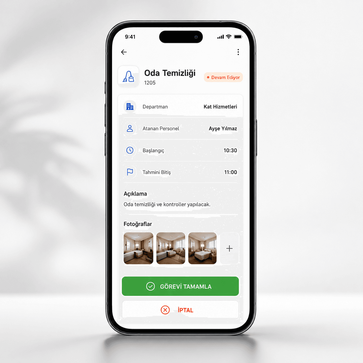 Mobile task detail screen